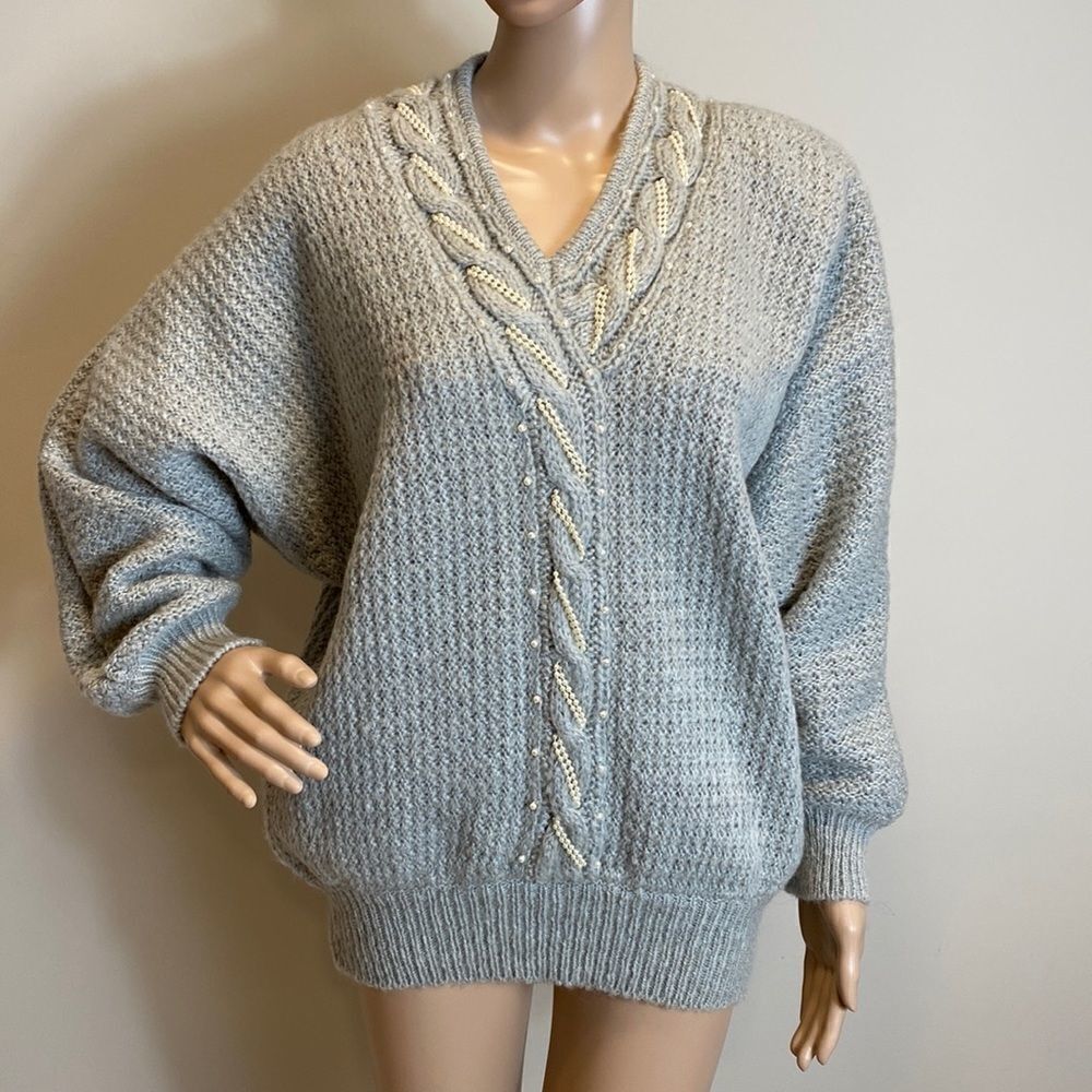 Adolfo Collectibles Vintage Y2K gray chunky pullover sweater size M